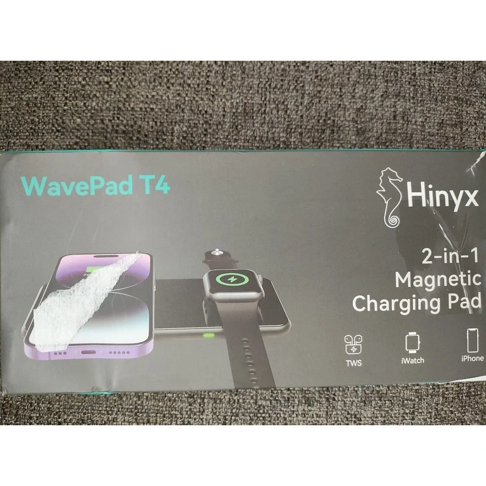 Black Hinyx 2 in 1 Wireless Charger, 15W Dual Wireless Charging Pad